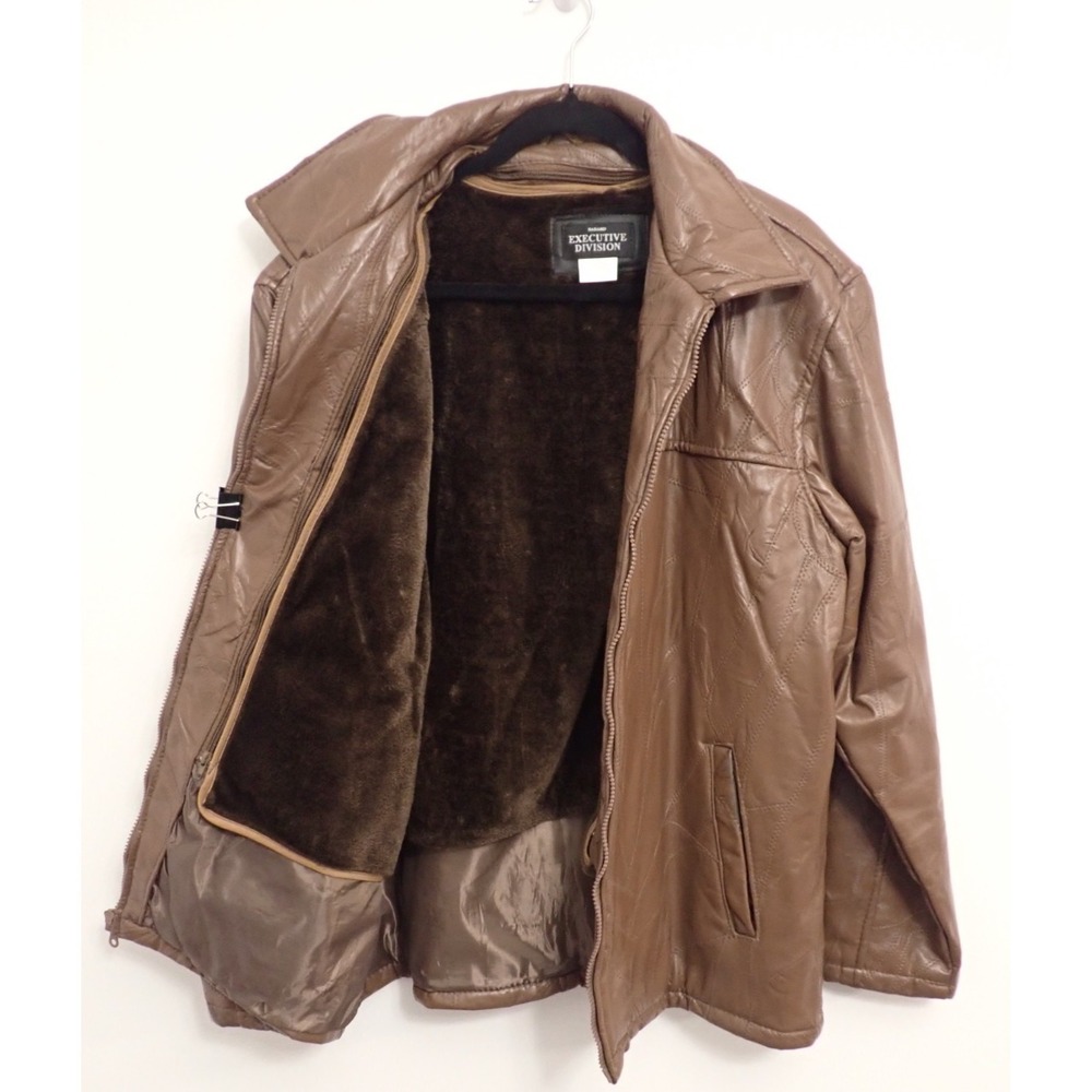 Vtg Haband Executive Division Jacket Mens Size LArge 90's Brown Leather Coat